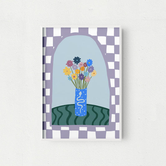 Lilac Checks Floral Vase