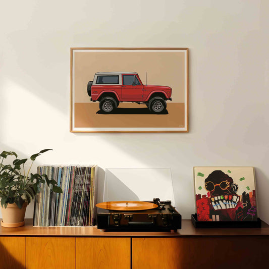 Ford Bronco Art Print – Red