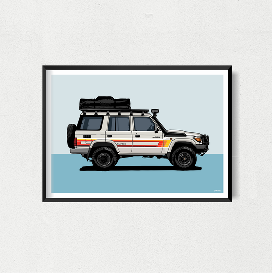 Land Cruiser 5 Door Art Print - White