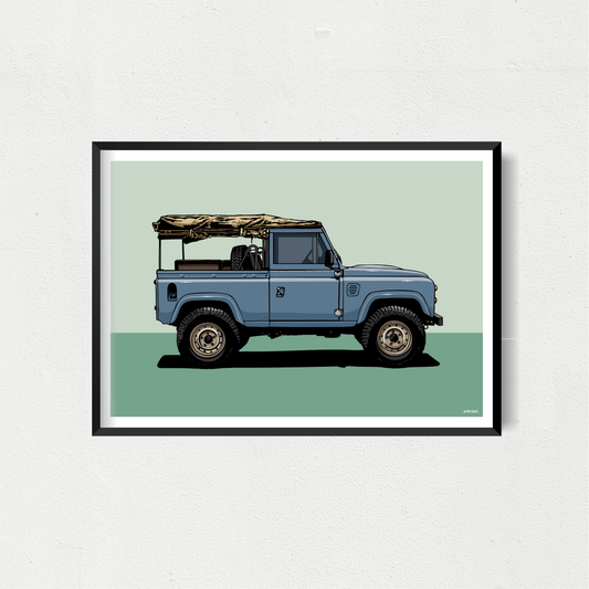 Defender 2 Door Art Print - Blue