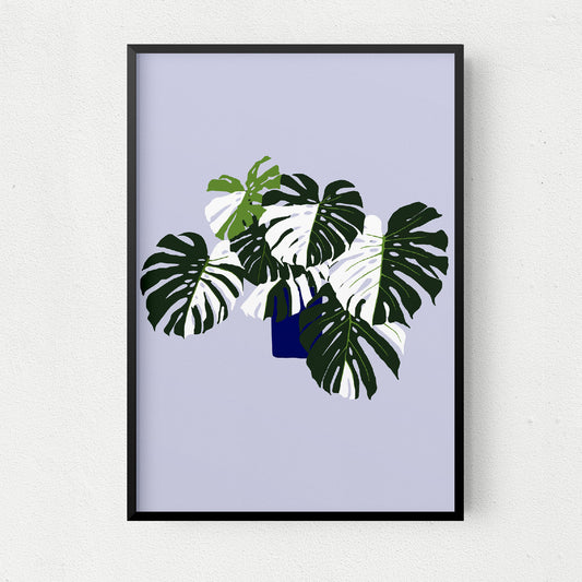 Variegated Monstera Art Print - Purple