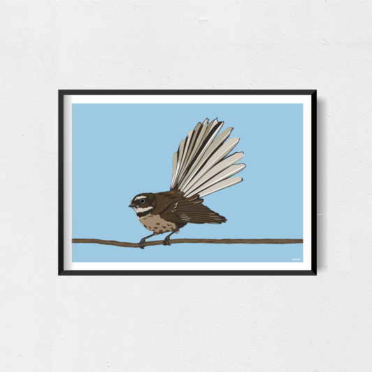 Fantail 2 Art Print - Blue