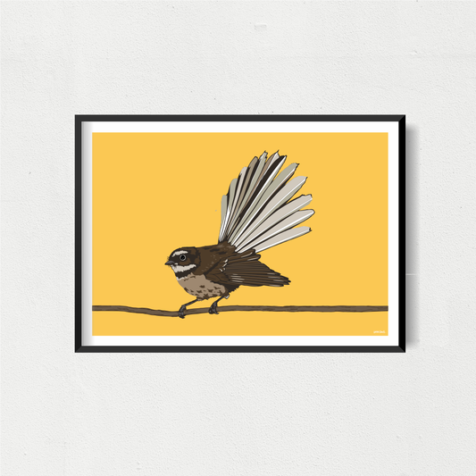 Fantail 2 Art Print - Yellow