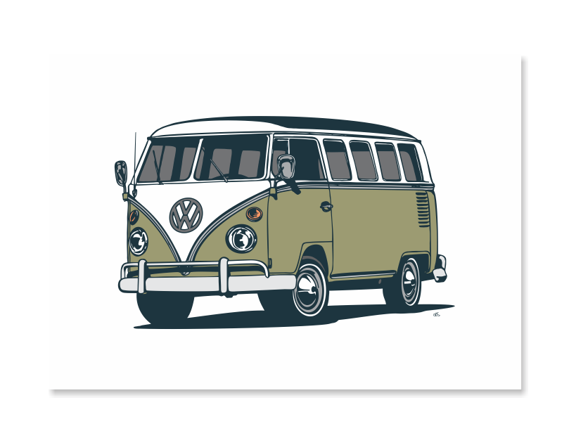 Combi Van Art Print - Green