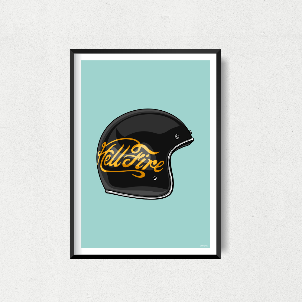 Helmet Art Print - Hell Fire