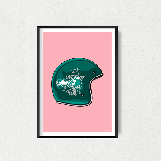 Helmet Art Print - Live Fast