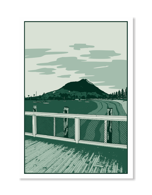 Mount Maunganui Pilot Bay 1 Art Print - Green by Glenn Smith