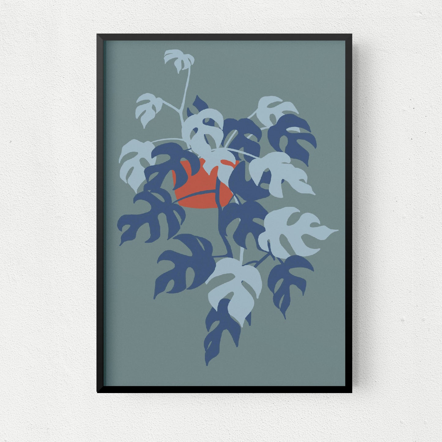 Rhaphidophora Tetrasperma Art Print -Blues