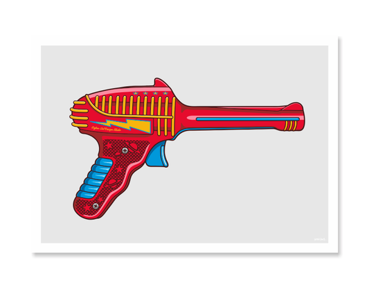 Ray Gun Art Print – Red by Glenn Smith