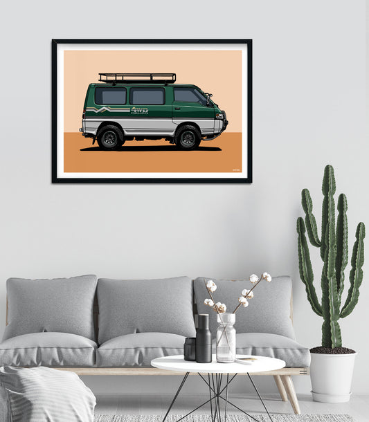 Mitsubishi Delica Art Print – Green