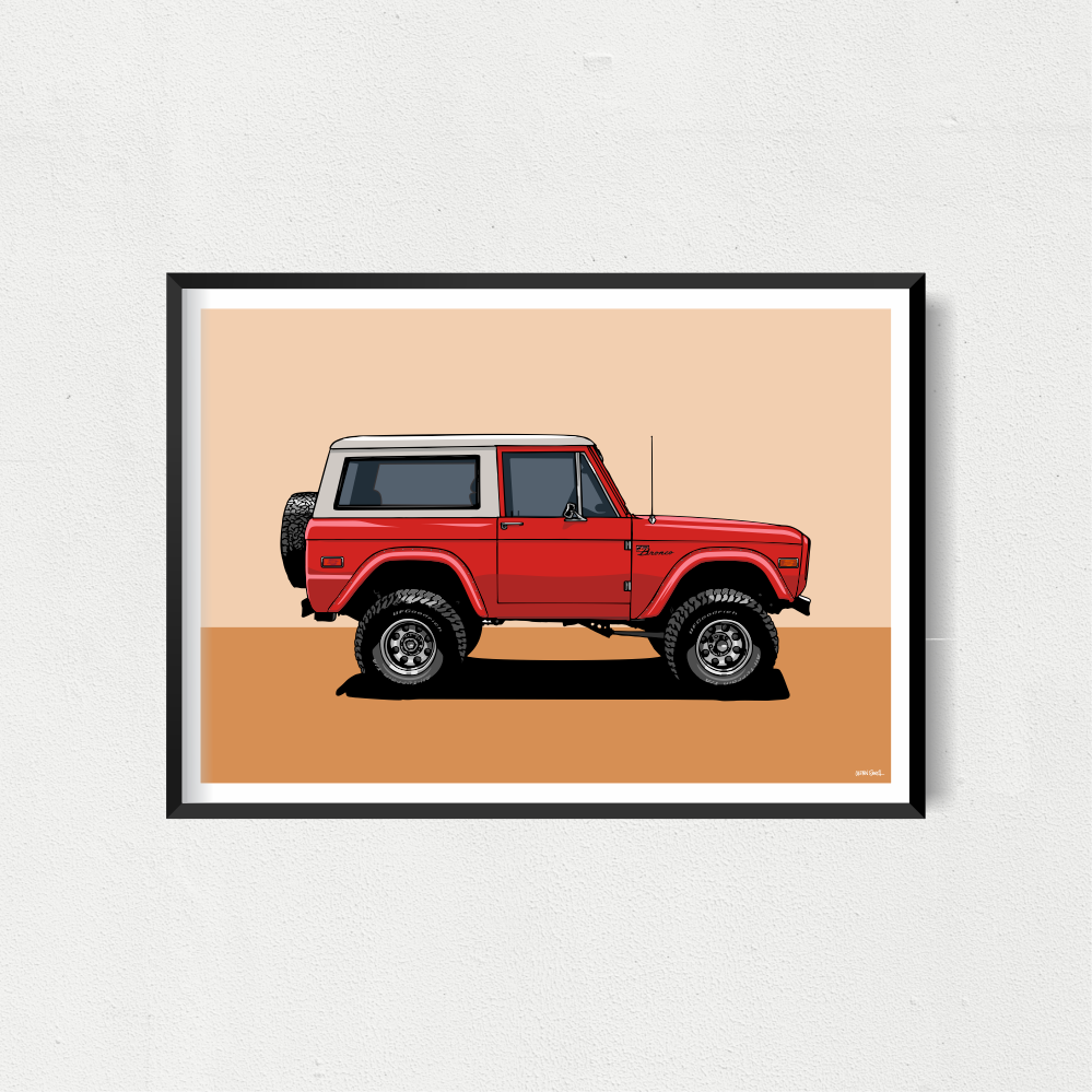 Bronco Art Print - Red