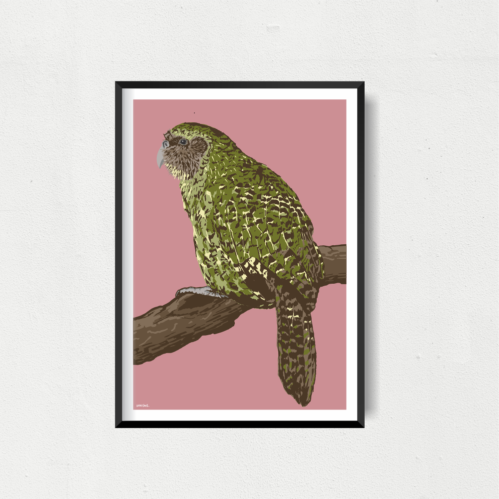 Kakapo Art Print - Pink