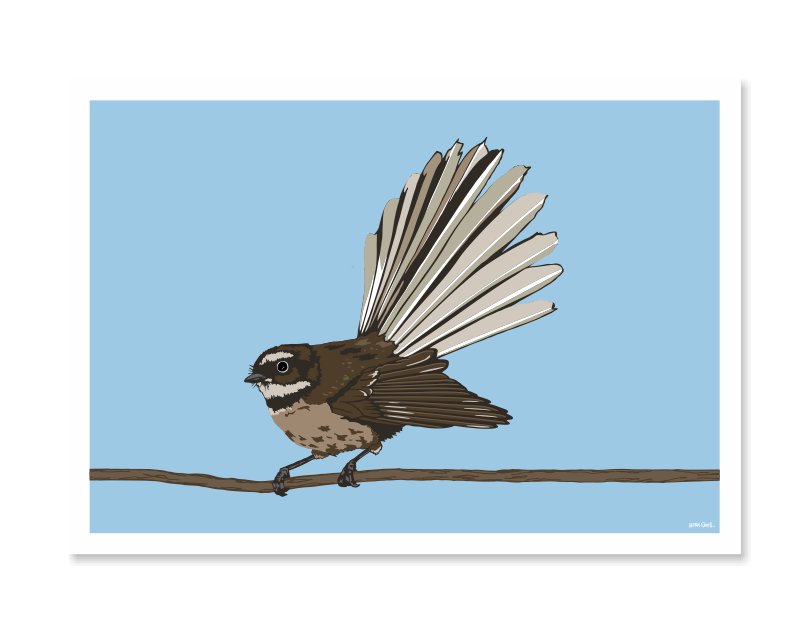 Fantail 2 Art Print - Blue
