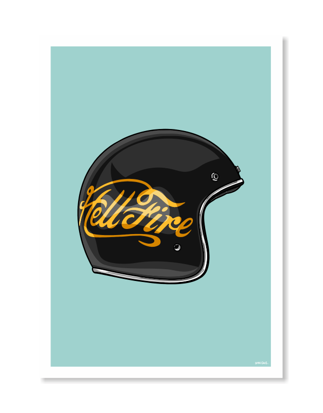 Helmet Art Print - Hell Fire