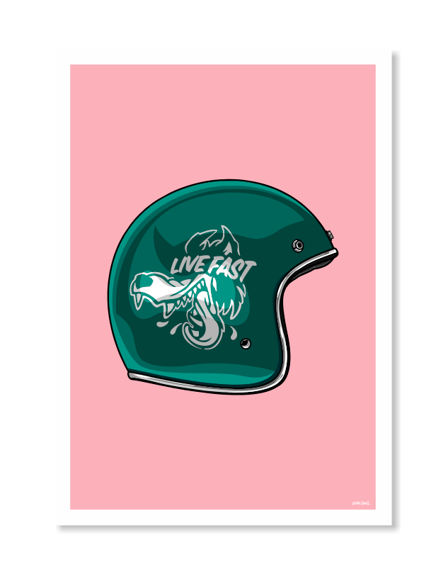 Helmet Art Print - Live Fast
