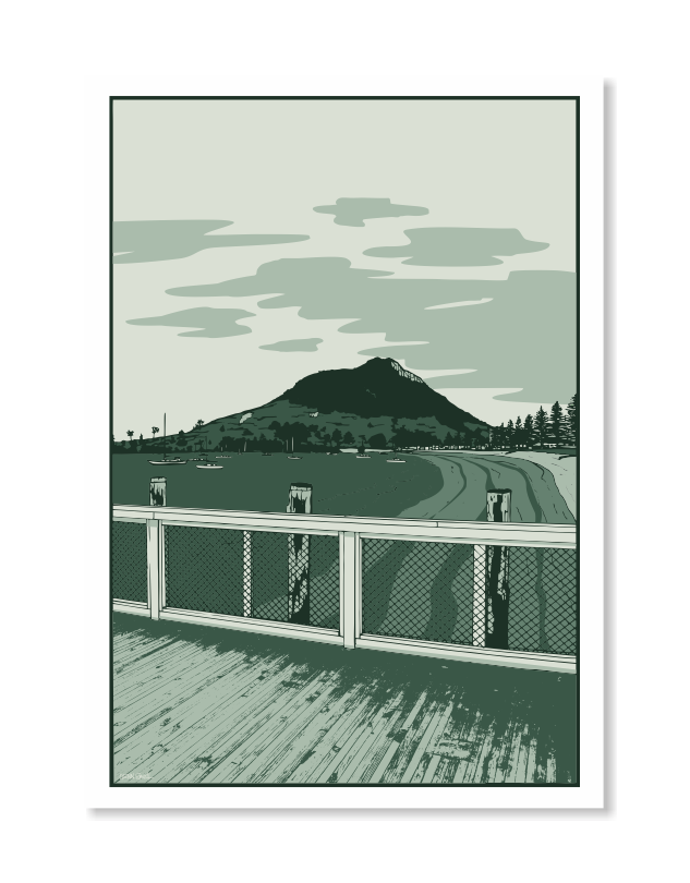 Mount Maunganui Pilot Bay 1 Art Print - Green