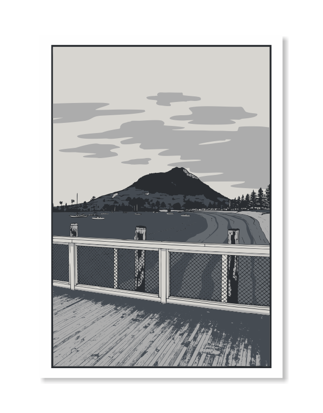 Mount Maunganui Pilot Bay 1 Art Print - Grey