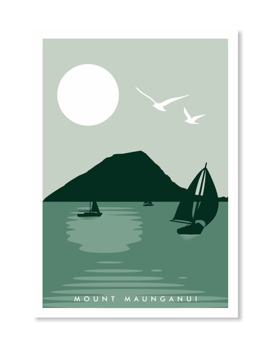 Mount Maunganui Art Print - Green by Glenn Smith
