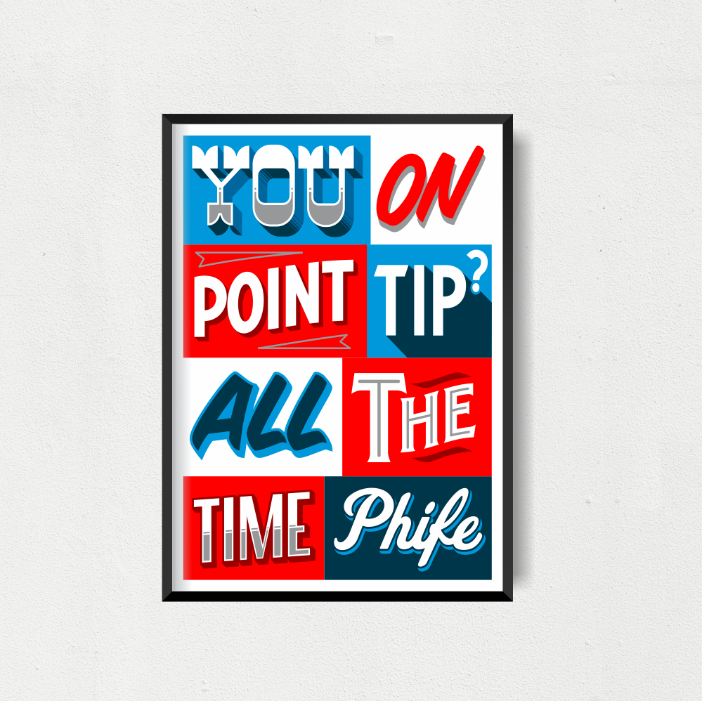 On Point Art Print - Blue / Red