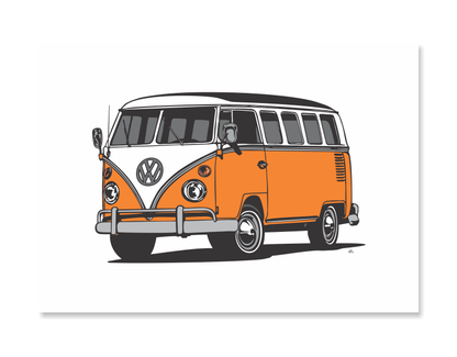 Combi Van Art Print - Orange