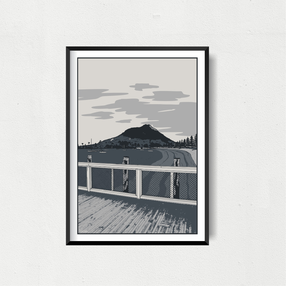 Mount Maunganui Pilot Bay 1 Art Print - Grey